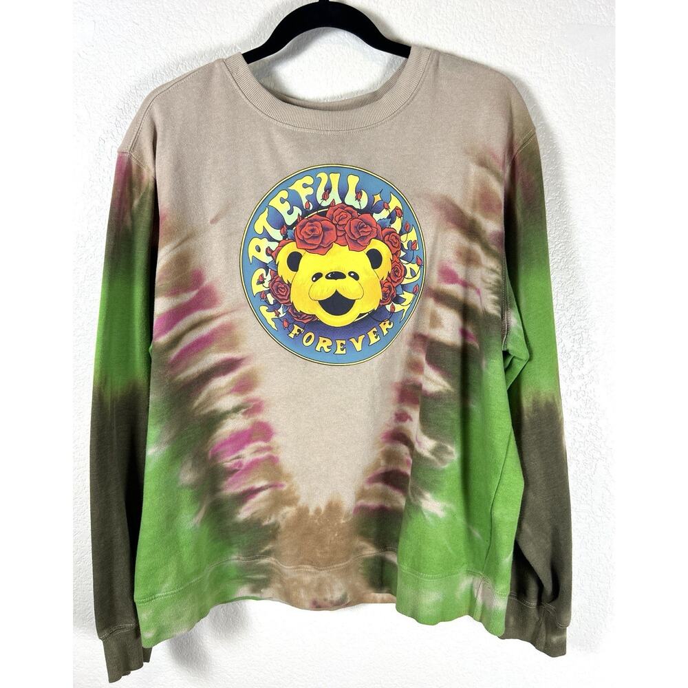 Grateful Dead Sweatshirt Men's Rock Band Graphic Crewneck Brown Green 2XL XXL